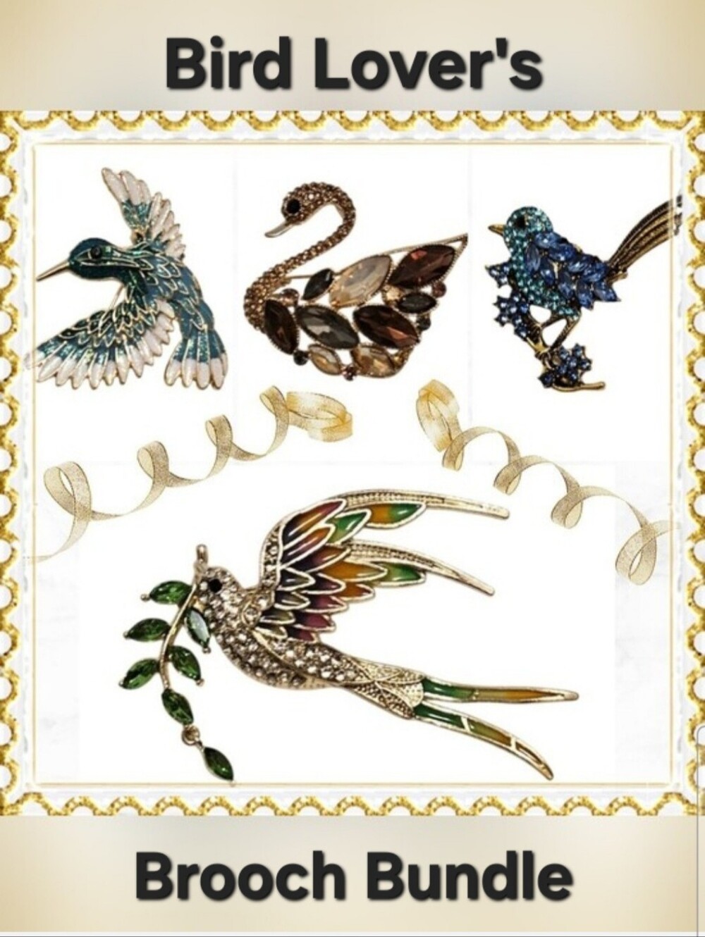 Bird Lover's Gold & Silver Tone Brooch Bundle